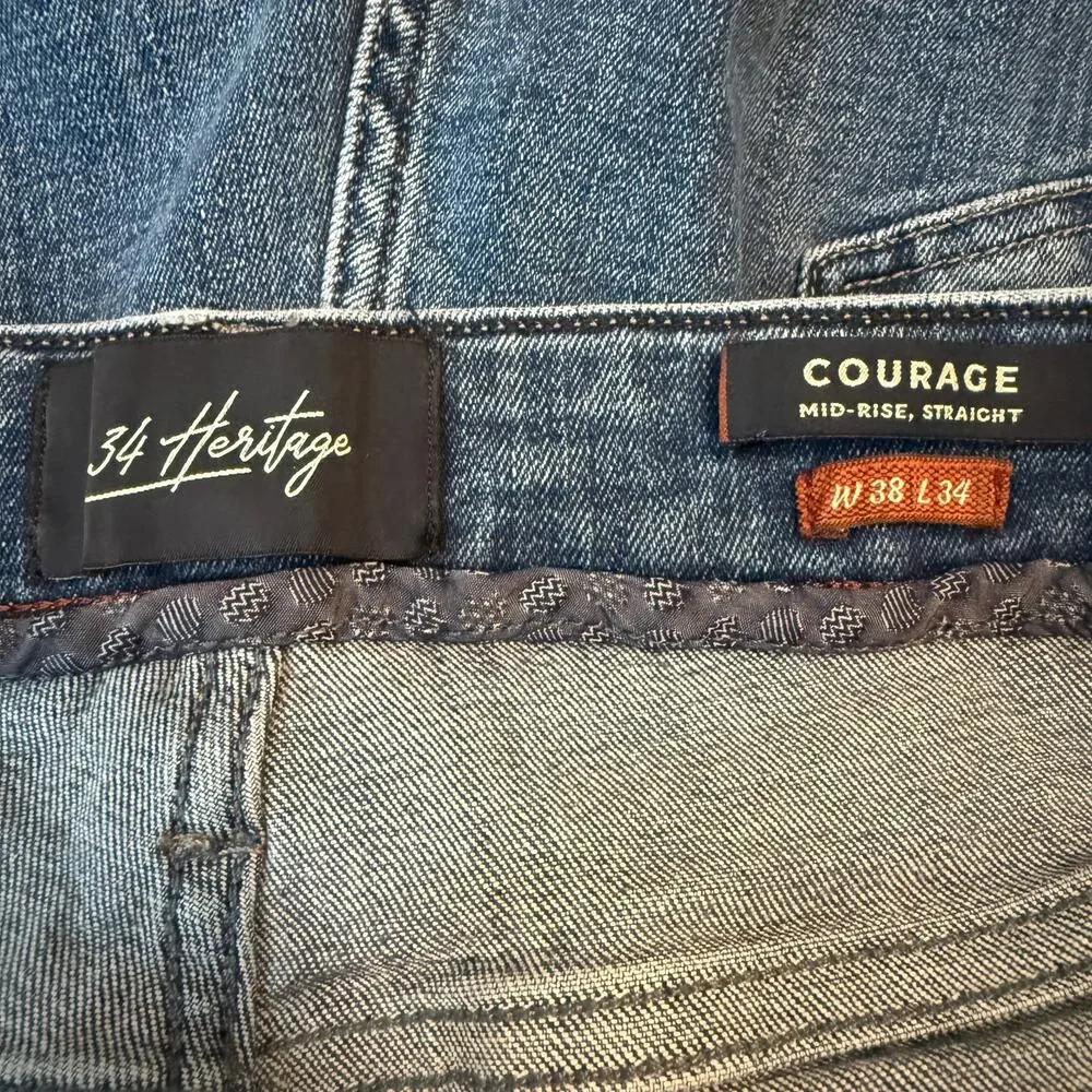 34 Heritage Straight Jeans Mid Rise 38x34